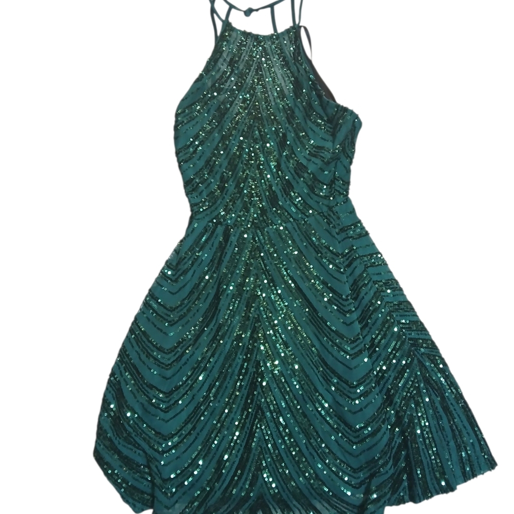 B Darlin Emerald Green Sequined Party Dress Size 0